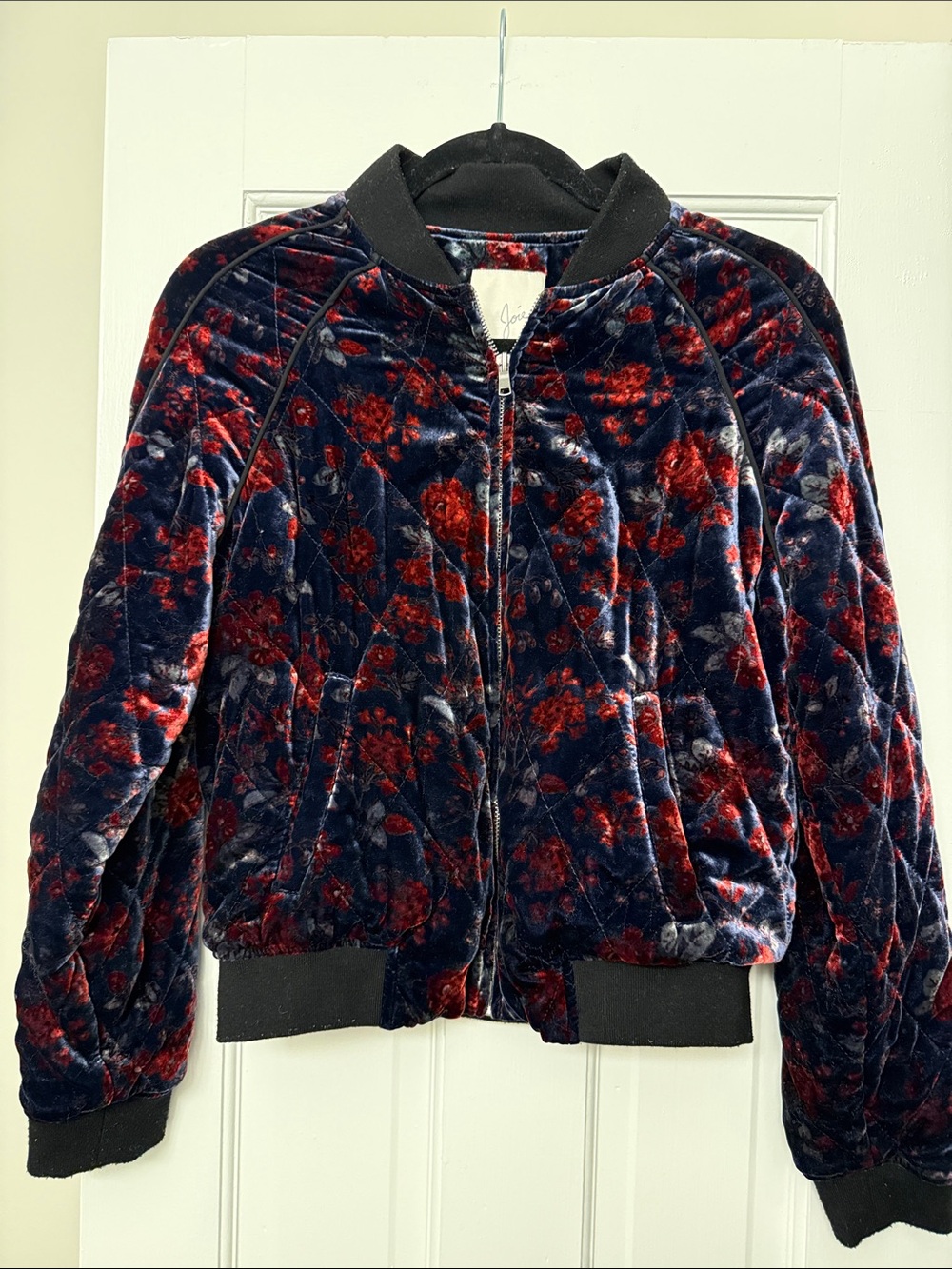 JOIE Mace Velvet Floral Bomber Jacket